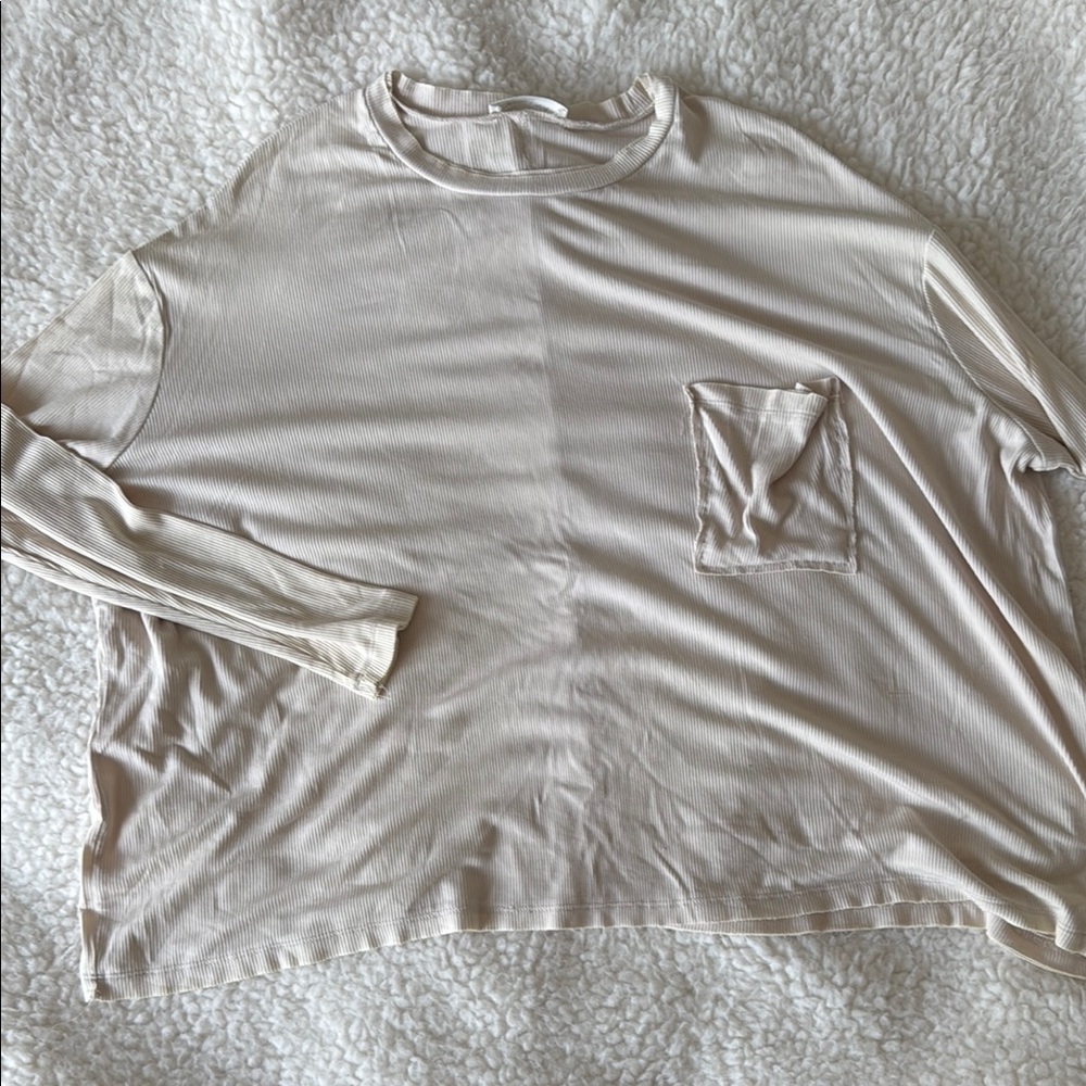 Zenana Mineral Washed Ribbed Dolman Sleeve Round Neck Top